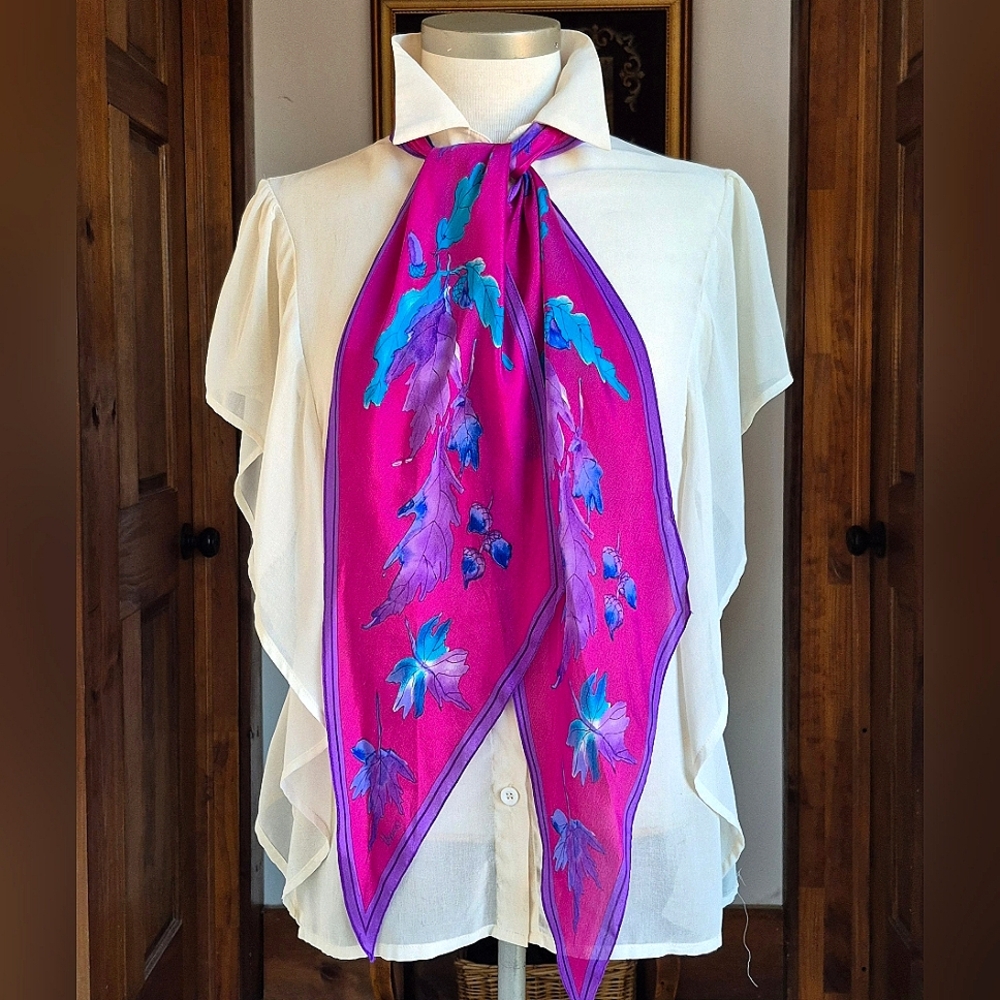 Vintage Vera Neumann Fuscia Silk Scarf